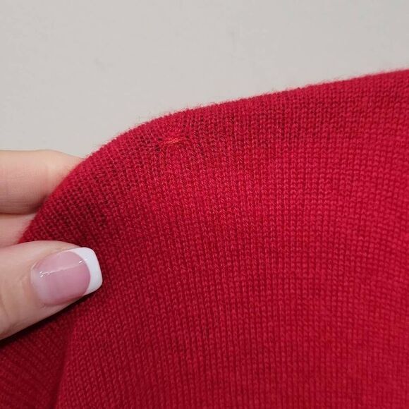 Daniel Cremieux 100% Cashmere Sweater Men Size L Red V Neck Pullover Luxury Warm - Picture 4 of 6